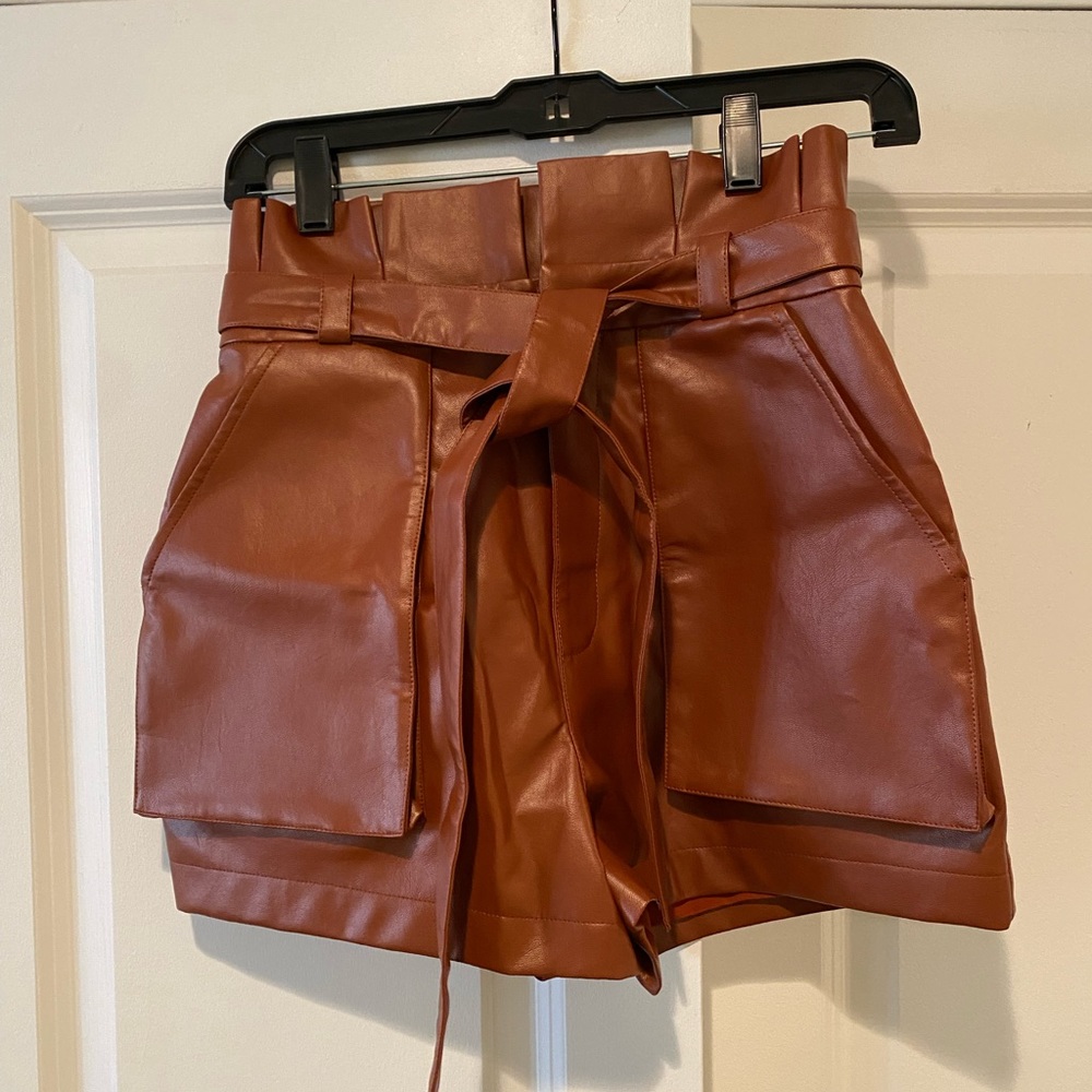 Brown Leather Shorts - Revolve, Lovers + Friends